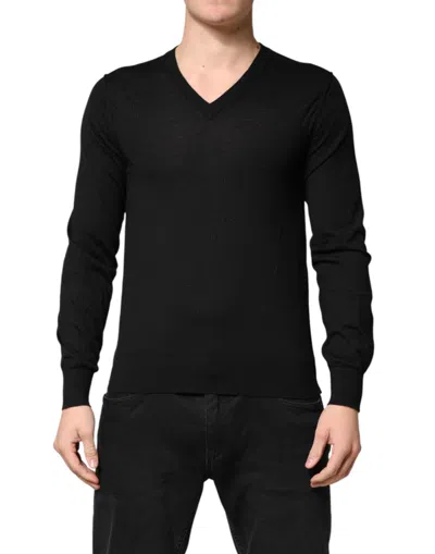 Pre-owned Dolce & Gabbana Black Cashmere V-neck Men Pullover Men's Sweater ()