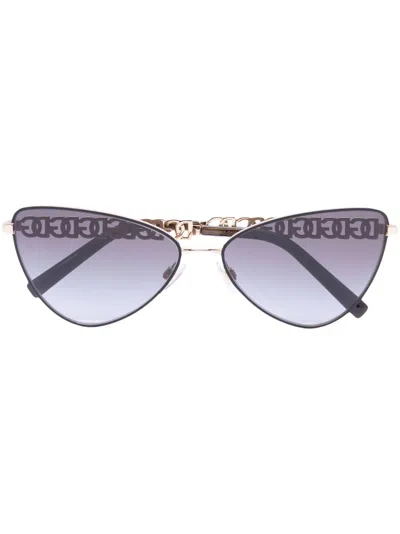 Dolce & Gabbana Gold Tone Logo Plaque Sunglasses