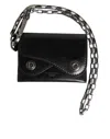 Dolce & Gabbana Black Cavallo Leather Wallet Chain Snap Bifold Card Holder In Black