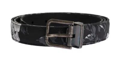 Dolce & Gabbana Black Cayman Linen Leather Men's Belt In Multi