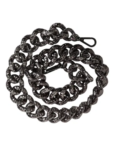 Pre-owned Dolce & Gabbana Black Chain Logo Engraved Bag Shoulder Women's Strap ()