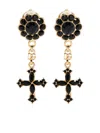 Dolce & Gabbana Elegant Gold Earrings With Black Cross Pendant