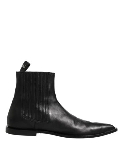 Dolce & Gabbana Chelsea Men Ankle Boots Pointed Toe In Black