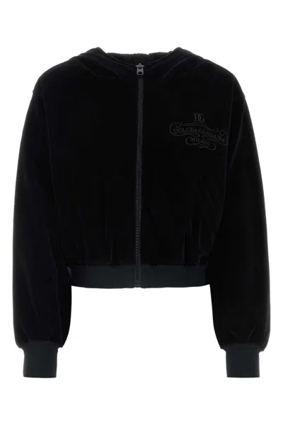 DOLCE & GABBANA BLACK CHENILLE SWEATSHIRT