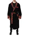 Dolce & Gabbana Black Cherry Print Wrap Robe Men Coat Men's Jacket In Black