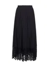 Dolce & Gabbana Black Chiffon And Lace Pleated Midi Skirt In Black