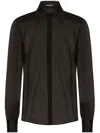 Dolce & Gabbana Silk Chiffon Shirt With Satin Details In Black