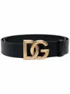 Dolce & Gabbana Black Belt With Buckle Closure And Interwoven Design In Leather Man In Black