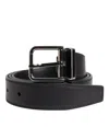 Dolce & Gabbana Black Classic Calf Leather Silver Buckle Belt In Black
