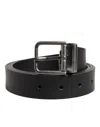 Dolce & Gabbana Black Calf Leather Classic Metal Buckle Belt In Black