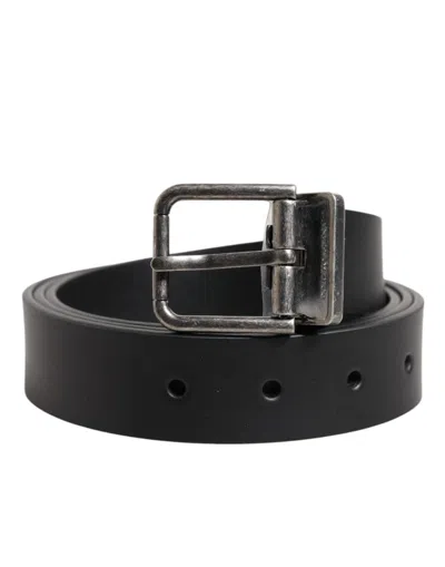 DOLCE & GABBANA BLACK CLASSIC LEATHER METAL BUCKLE BELT