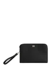 Dolce & Gabbana Black Clutch With Removable Wrist Strap And Logo Plaque On The Front In Black