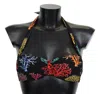 Dolce & Gabbana Black Corals Print Swimsuit Beachwear Bikini Top In Multi