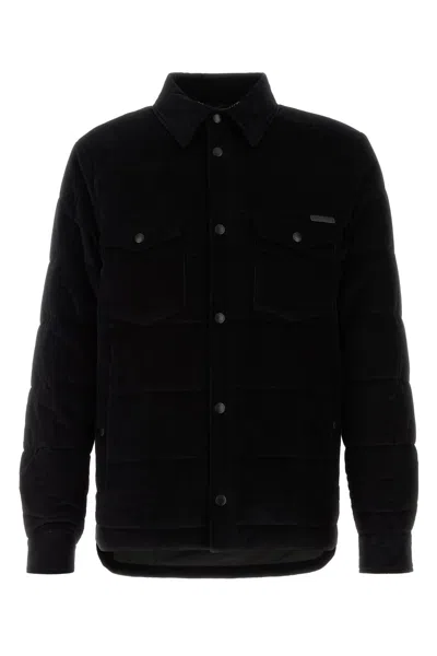 Dolce & Gabbana Dolce  Gabbana Logo Patch Padded Corduroy Jacket In Black