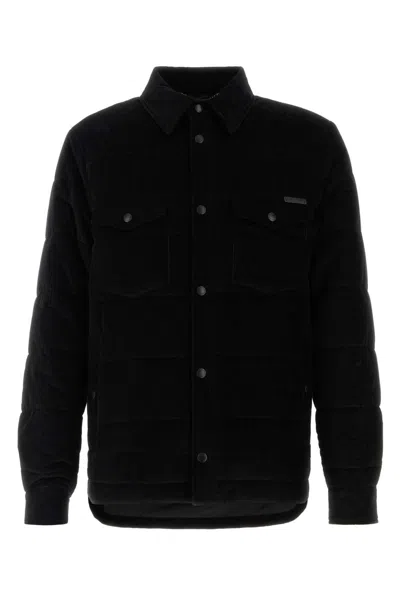 DOLCE & GABBANA BLACK CORDUROY PADDED JACKET