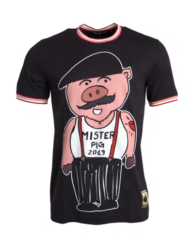 Dolce & Gabbana Black Cotton 2019 Year Of The Pig T-shirt