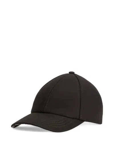 Dolce & Gabbana Panelled Cotton Baseball Cap With Curved Brim In Black