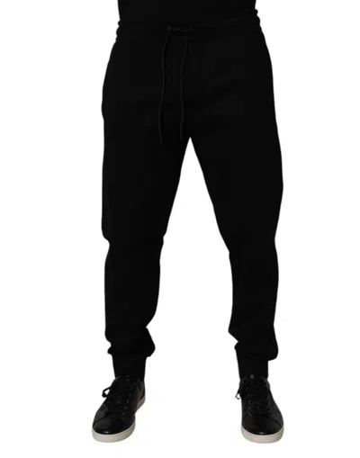 DOLCE & GABBANA DOLCE & GABBANA BLACK COTTON BLEND JOGGER SWEATMEN'S MEN'S PANTS