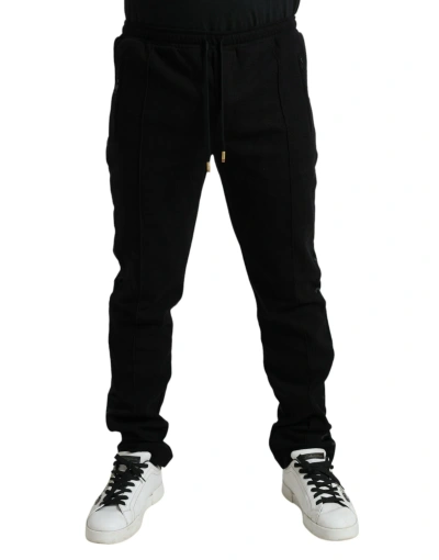 Dolce & Gabbana Black Cotton Blend Jogger Sweatpants Trousers