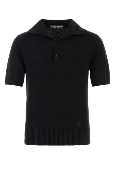 Dolce & Gabbana Cotton-blend Polo Shirt In Black