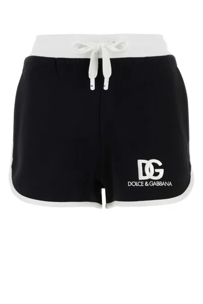 Dolce & Gabbana Black Cotton Blend Shorts In Nero