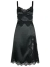 Dolce & Gabbana Lace Trim Satin Dress With Spaghetti Straps In Black