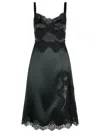 Dolce & Gabbana Lace Trim Satin Dress With Spaghetti Straps In Black