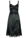 Dolce & Gabbana Lace Trim Satin Dress With Spaghetti Straps In Black