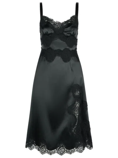 DOLCE & GABBANA DOLCE & GABBANA BLACK COTTON BLEND SLIP DRESS