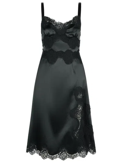 DOLCE & GABBANA BLACK COTTON BLEND SLIP DRESS