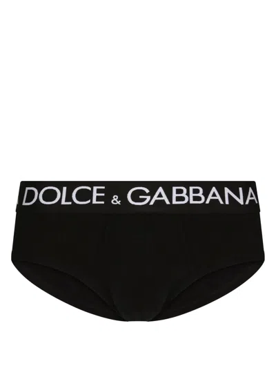 Dolce & Gabbana Briefs In Stretch Cotton With Logo In Black