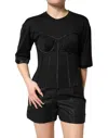 Dolce & Gabbana Black Cotton Bustier Corset Short Sleeves T-shirt In Black