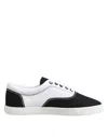 Dolce & Gabbana Black Cotton Canvas Lace Up Men Sneakers Shoes In Black