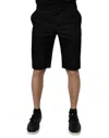 Dolce & Gabbana Black Cotton Stretch Mid Waist Bermuda Shorts