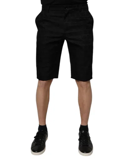 DOLCE & GABBANA BLACK COTTON CASUAL MID WAIST CHINO SHORTS