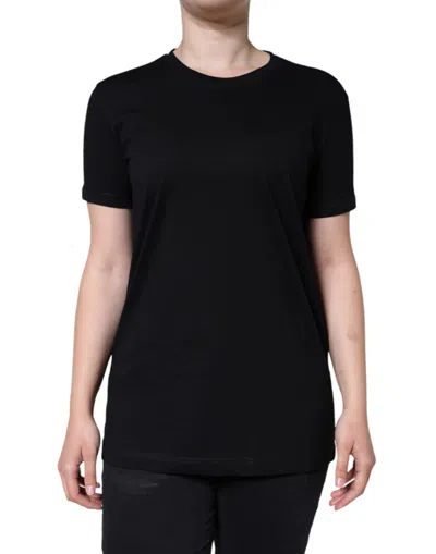 DOLCE & GABBANA DOLCE & GABBANA BLACK COTTON CREW NECK SHORT SLEEVE WOMEN'S T-SHIRT