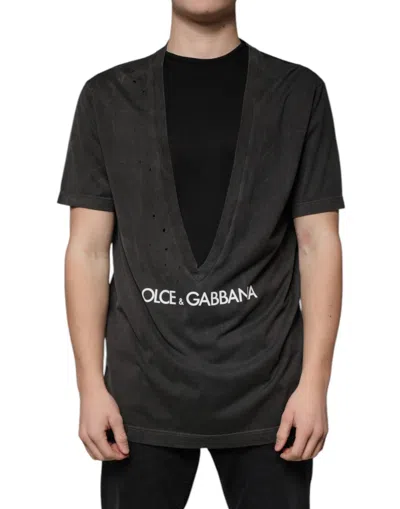 Dolce & Gabbana Black Cotton Crew Neck Short Sleeves Men's T-shirt