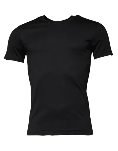 Dolce & Gabbana Black Cotton Short Sleeves Round Neck T-shirt