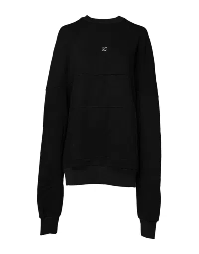 Dolce & Gabbana Logo-embroidered Cotton Sweatshirt In Black