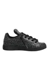 Dolce & Gabbana Black Cotton Denim Logo Low Top Sneakers  Shoes In Black