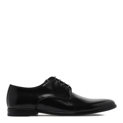 Dolce & Gabbana Black Cotton Derby Shoes
