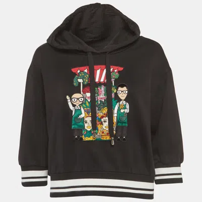 Pre-owned Dolce & Gabbana Black Cotton Dg Family Patch Hoodie M