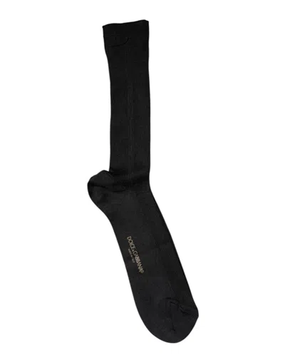 Dolce & Gabbana Black Cotton Dg Logo Mid Calf Men Socks