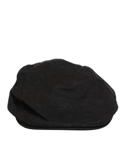 Dolce & Gabbana Black Cotton Dg Logo Newsboy Cloth Capello Hat