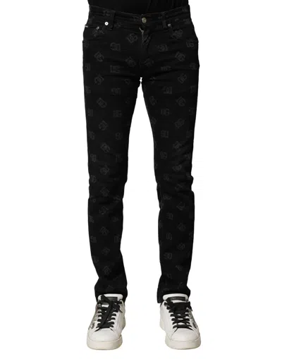 Pre-owned Dolce & Gabbana Black Cotton Dg Logo Skinny Men Denim Men's Jeans ()