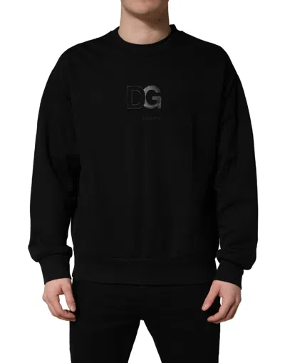 Pre-owned Dolce & Gabbana Black Cotton Dg Men Crewneck Pullover Men's Sweater ()