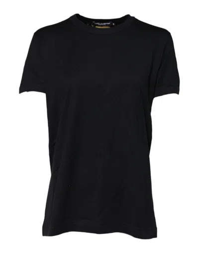 Dolce & Gabbana Black Cotton Dg Print Short Sleeve Top T-shirt