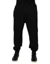 Dolce & Gabbana Black Cotton Drawstring Logo Sweatpants Pants In Black