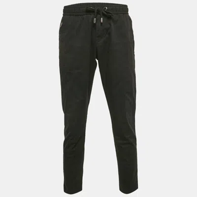 Pre-owned Dolce & Gabbana Black Cotton Drawstring Trousers L