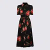 Dolce & Gabbana Rose Bouquet-print Poplin Shirt Dress In Black